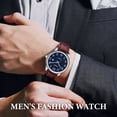 thumbnail image 3 of Watch for Men,Analog Quartz Waterproof Wristwatch with Date and Leather Band,Casual Fashion Mens Watches Gift for Man, 3 of 8