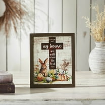 VHC Brands Bunny Hop Joshua 24:15 Cross MDF Wall Sign 10x12, Easter Decor, Home Decorations for Wall or Door, Spring and Easter Hanging Decoration