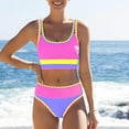 thumbnail image 6 of YYYMEIII Bikini Set 3 Piece Swimsuits For Women Swimsuit With Skirt Women's Tankini Bathing Suits Graphic Swim Tank Top With Boyshorts Ladies Swimwear XL Pink, 6 of 7