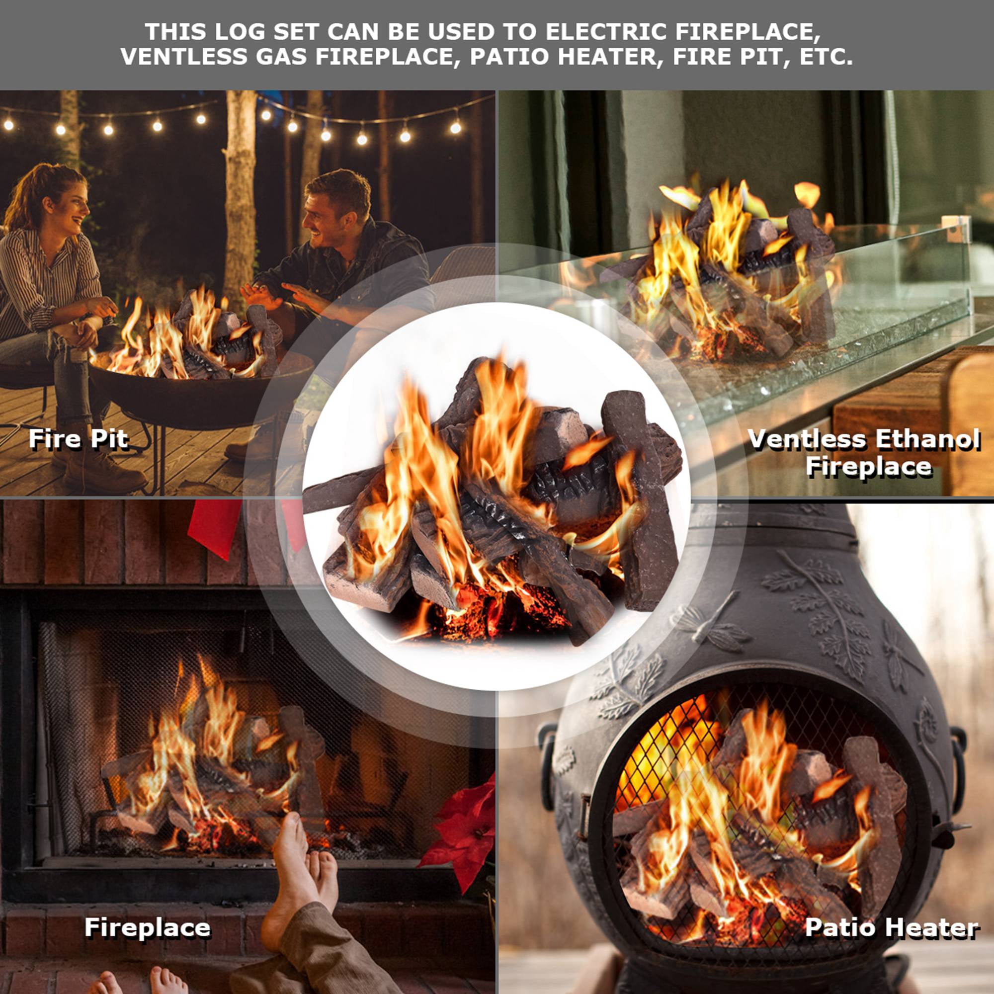 Costway 10PCS Ceramic Wood Logs Gas Fireplace Imitation Wood Propane  Firepit Logs | Walmart Canada