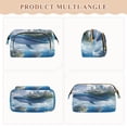 thumbnail image 2 of Wavy Quilted Cosmetic Bag Large-Capacity Travel Toiletry Organizer Includes 9-Piece Portable Travel Bottle Set Sky Magic Blue Whale, 2 of 6
