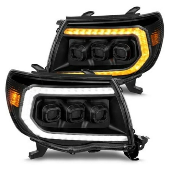 ANZO 05-11 Toyota Tacoma Full LED Projector Headlights White DRL/Init/SeqSig Black - Pair