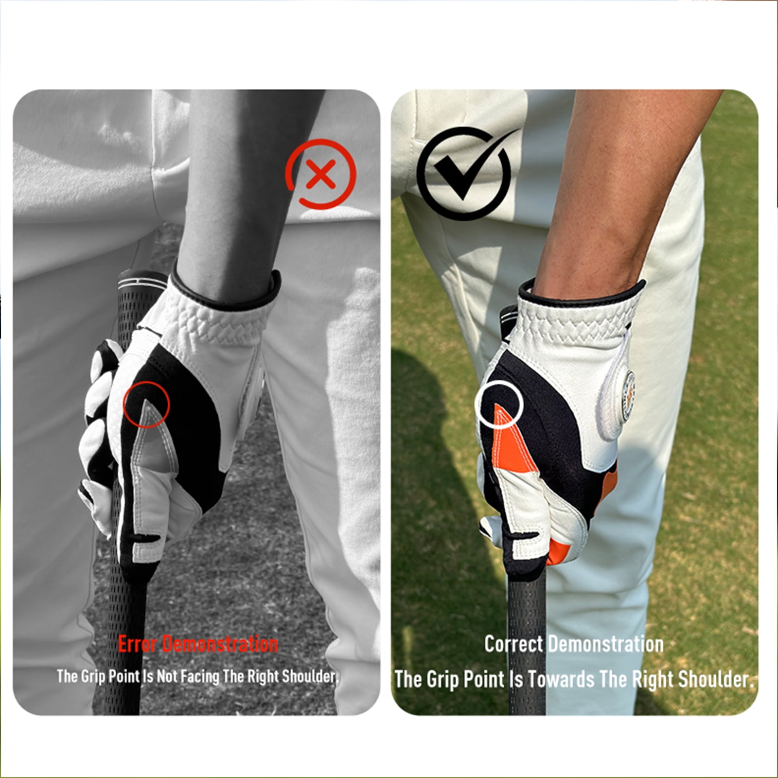 Golf Training Glove with True Grip Alignment Indicator, Non-Slip Breathable Golf Gloves, Fix Slice & Eliminate Hook, Microfiber Golf Swing Correction Glove for Men Women Left -XL