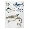 thumbnail image 3 of Ambesonne Fish Tablecloth Rectangular Table Cover, Collage of Aquatic Animal, 60"x84", Grey and Grey, 3 of 4