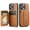 Brown, variant on Case for iPhone 11 Pro Strong Magnetic Wallet Case with Kickstand RFID Blocking Card Holder Multi- functional Finger Clip