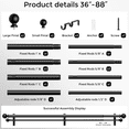 thumbnail image 4 of HEI! DEAR 1" Heavy-Duty Adjustable Double Curtain Rod Set 36-88" with Matte Black Ball Finials, 4 of 7
