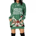 thumbnail image 2 of Otoño e Invierno mujer Casual Navidad impreso manga larga Sudadera con capucha vestido suelto jersey linterna Falda corta 2024, 2 of 4