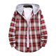 thumbnail image 1 of Camisas Para Hombre Talla Extra Hombres Hombres Camisa casual con estampado a cuadros Cuello con capucha Camisa de manga larga Blusa (Red, XL), 1 of 7