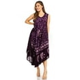 thumbnail image 4 of Sakkas Moon and Stars Batik Caftan Tank Dress / Cover Up - Purple - One Size, 4 of 4