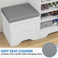 thumbnail image 4 of Dextrus Shoe Cabinet with Slide Door & Shoe Bench, 5-Tier Adjustable Farmhouse Shoe Storage for 20 Pairs for Entryway, Foyer, Hallway, White, 4 of 6