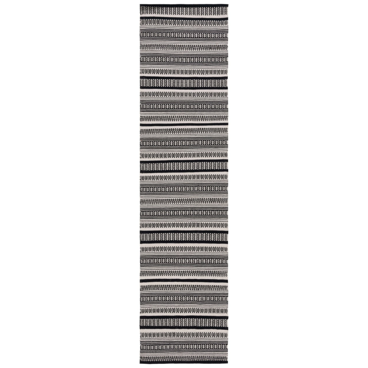 SAFAVIEH Montauk Joanna Striped Cotton Area Rug, Black/Ivory, 8' x 10'