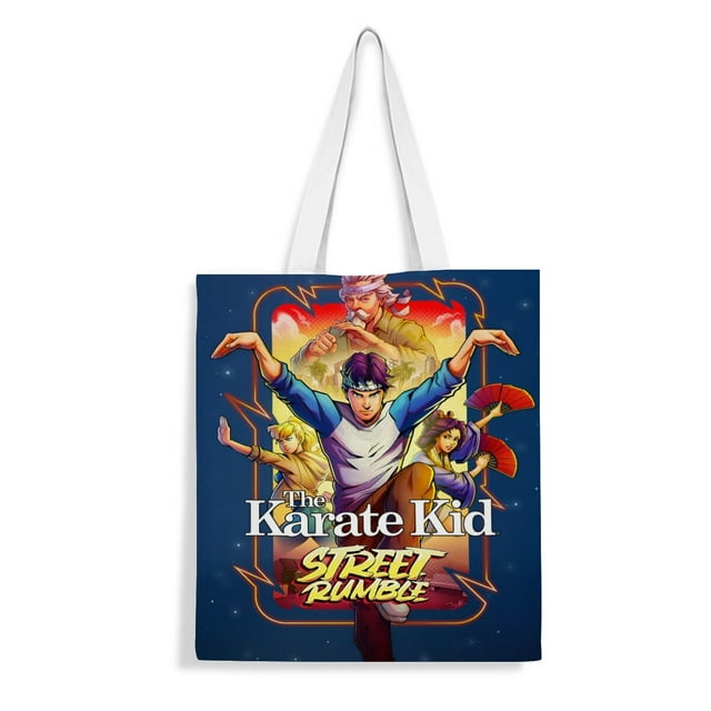 Karate Kid Bolso de tela con estampado de lienzo para mujer, bolsa de compras reutilizable y estética, con cremallera interior, regalo para mujer,40*40cm.