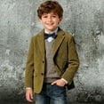 thumbnail image 2 of Boys Blazer for Kids Corduroy Formal Jacket Spring Autumn Casual Corduroy Suit Jacket Sport Coat Three Button Outerwear Jackets 5-6 Years, 2 of 6