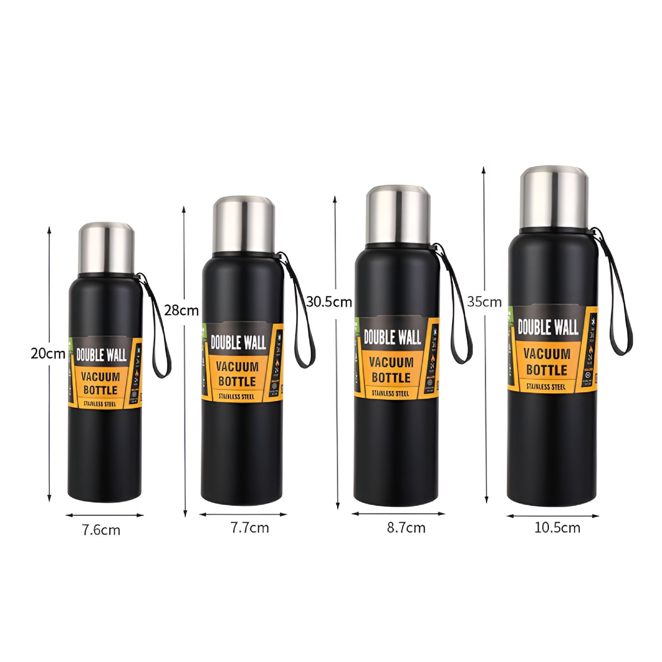 ACDANC Outdoor Large Capacity Thermos Bottle Portable Vacuum Flask Insulated Tumbler Stainless Steel Tea Drinks Cold Hot Water Bottle 1500ml Black