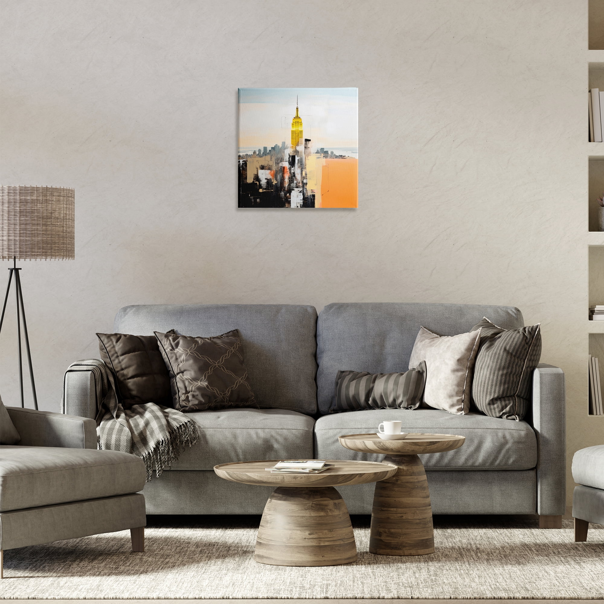 Stupell Industries Abstract Cityscape Tower Scenic & Cityscapes Painting Wrapped Canvas Art Print Wall Art, 17 x 17