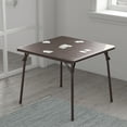 thumbnail image 4 of HBCY Creations Folding Card Table - Brown Vinyl Tabletop - Brown Metal Frame - Lightweight Design, 4 of 11