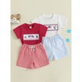 thumbnail image 3 of BemeyourBBs Toddler Baby Boy 4th of July Outfit Patriotic Independence Day Summer Clothes Cute Popsicle American Flag Embroidered Short Sleeve Tshirts Plaid Shorts Set, 3 of 9