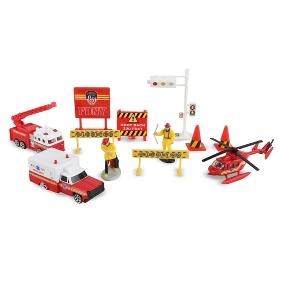 FDNY Playset, Red - Daron RT8760 - 1/64 Scale Diecast Model Cars & Figures