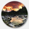 thumbnail image 1 of DesignArt Grande Horloge Murale Rivière de Montagne Rocheuse au Coucher du Soleil, 1 of 2