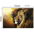 thumbnail image 5 of HFDF Lion of Judah Wall Art Canvas Black Jesus Patgs Decor for Livg Room Christ Pictures Poster and Gold Prts Office Un(Lion Jesus, ) 14x11inch Framed, 5 of 6