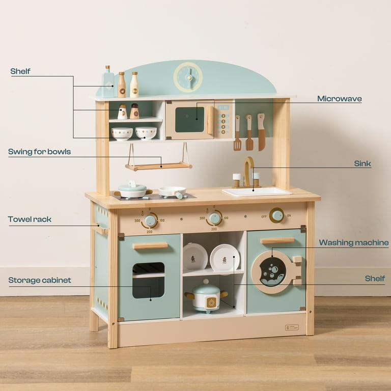 iRerts Kitchen Toys for Boys Girls Kids Wooden Kids Kitchen