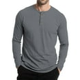 thumbnail image 5 of Inglocry Mens Long Sleeve Henley Shirts Stretch Casual 3 Button Tee Baisc Plain Soft Basic Tops For Men Gray M, 5 of 5