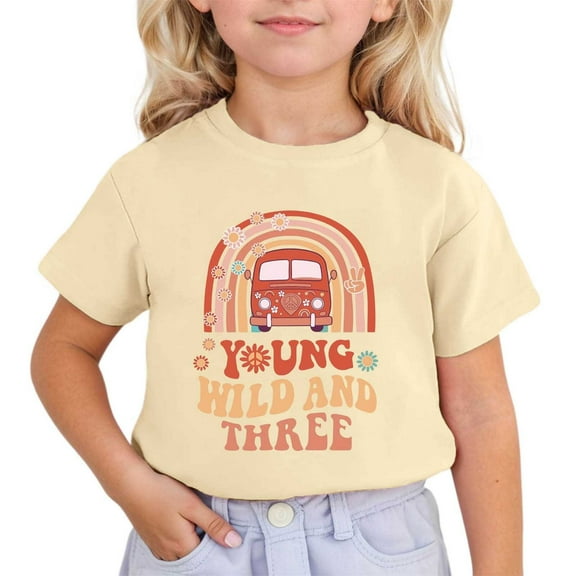 ibiyuan Shirts for Girls 7-8 Short Sleeve Girls T-Shirts Graphic Print Toddler Girl Tops 2t Round Neck Tee Casual Party Gift Summer Tee Tops,5-6 Years