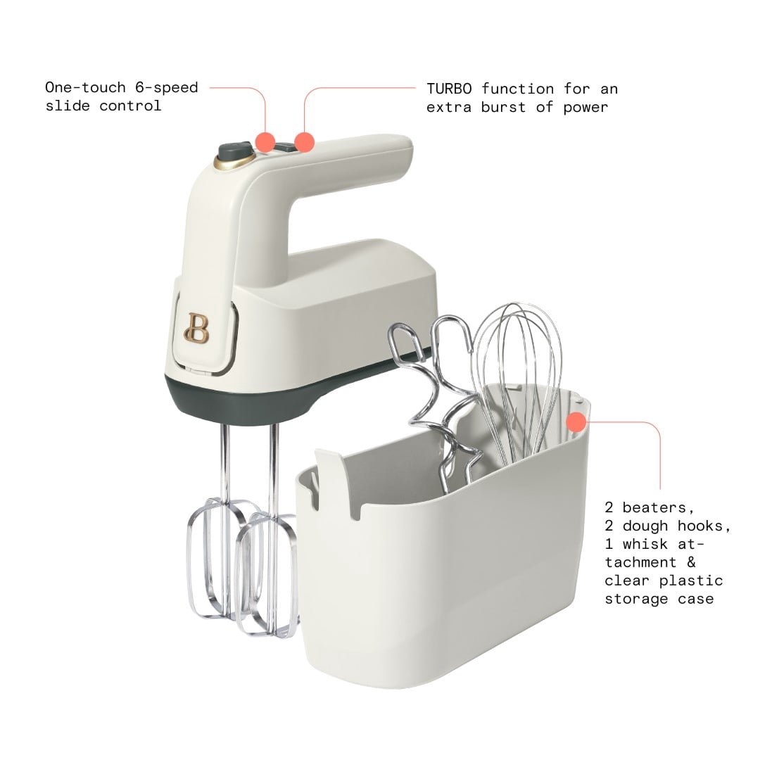 Beautiful 6-Speed Hand Mixer White Drew Barrymore