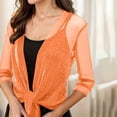 thumbnail image 5 of Womens 3/4 Sleeve Shrug Sheer Mesh Cardigans Tie Front Cropped Lightweight Shawl Top Trendy Dressy Open Front Cardigan Shrugs, 5 of 6