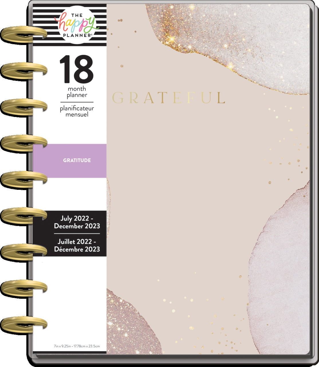 Happy Planner 18Month Dated Classic PlannerGratitude, Jul 2022 To Dec