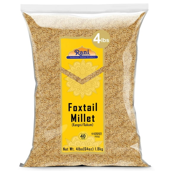 Rani Foxtail Millet Polished (Setaria italica) Ancient Grains 4 Pound, 4lbs (64oz) ~ All Natural | Gluten Friendly | NON-GMO | Kosher | Vegan | Indian Origin | Kangi / Kakum / Navane / Tenai