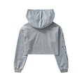 thumbnail image 3 of renvena Kids Girls Long Sleeves Pullover Hooded Sweatshirts Crop Tops Hip Hop Cropped Hoodie Size 4-16 Grey 10, 3 of 7
