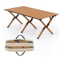 Folding Camping Table, Aluminum Roll-Up Picnic Table with Carrying Bag, Portable Low Beach Table for Outdoor Travel, Hiking, Party, BBQ, Backyard