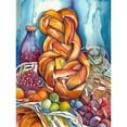 thumbnail image 1 of Jewish Challah Bread And Fruit Folk Art Watercolour Painting Unframed Wall Art Print Poster Home Decor Premium, 1 of 4