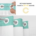 thumbnail image 5 of Turquoise Burlap Texture No Hook Shower Curtain Waterproof, Bathroom Curtains with Snap in Liners and See Through Top Window, Farmhouse Vintage Aqua Hotel Style Bathtub Curtains Shower 72"Wx72"L, 5 of 8