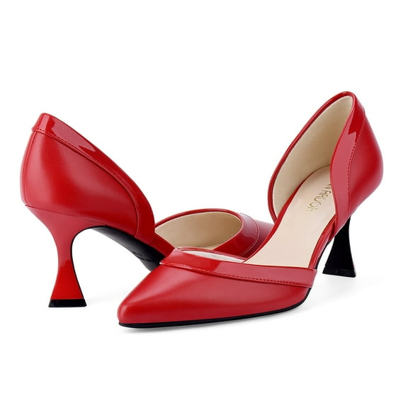 JENN ARDOR Women's Low Kitten Heels Pointed Closed Toe Wedding Party D'Orsay Work Pumps