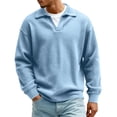 thumbnail image 2 of Long Sleeve Tops for Men Fashion Turndown Collar Solid Color Casual Top Loose Soft Comfort Athletic Tee Shirts, 2 of 4