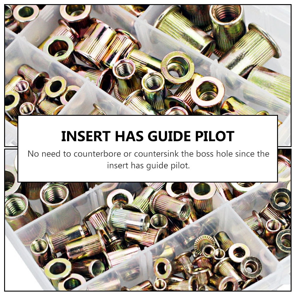 300 pcs  Assorted Rivet Nuts Stainless Steel Nuts Utility Screws Nuts Flat Head Nut