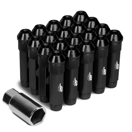 J2 Engineering LN-T7-027-15-BK J2 Engineering 7075 -T6 Forged Aluminum M12 x 1.5 20 Pcs 90mm Open End Lug Nut Set w/ Adapter ( Black )