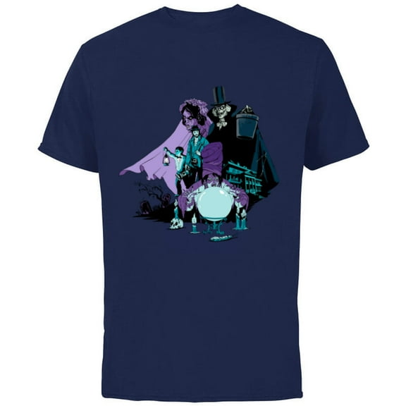 Disney Haunted Mansion Movie Hatbox Ghost Bride Harriet Ben - Short Sleeve Cotton T-Shirt for Adults - Customized-Navy