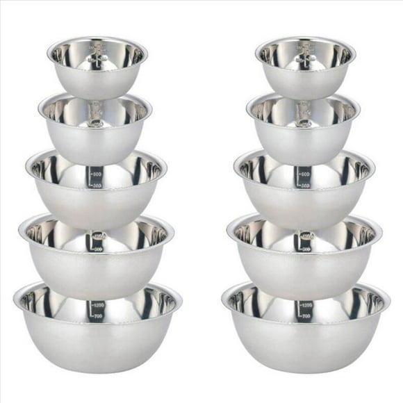 para Mezclar de Acero Inoxidable (Juego de 10) para Batir Anidables Antideslizantes Juego de para Mezclar para Cocinar Ensaladas y Hornear