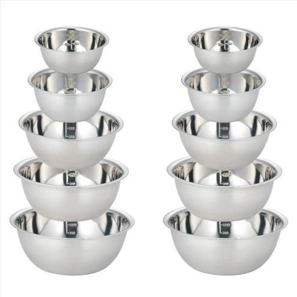 para Mezclar de Acero Inoxidable (Juego de 10) para Batir Anidables Antideslizantes Juego de para Mezclar para Cocinar Ensaladas y Hornear