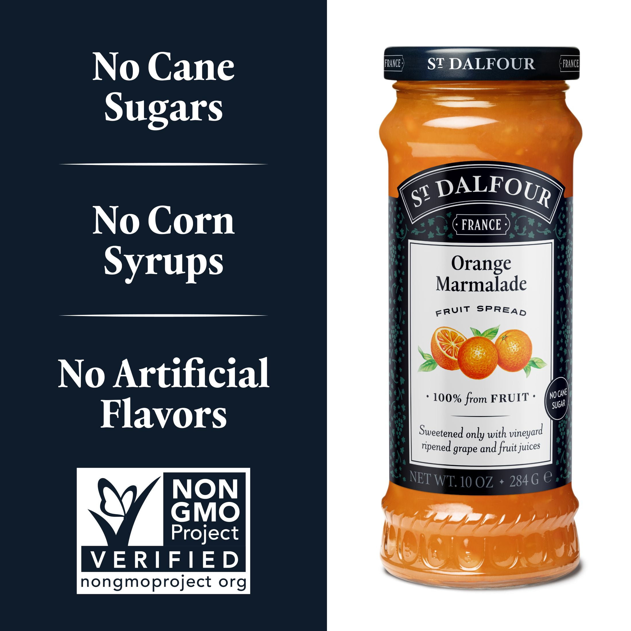 (2 pack) St. Dalfour Orange Marmalade Fruit Spread, 100% from Fruit, Vegan & Gluten Free, 10 oz Jar