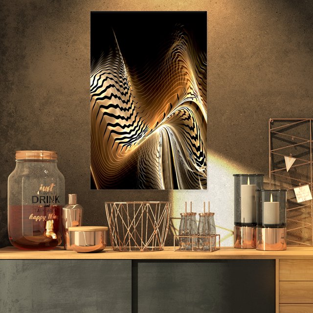 Brown Black Abstract Fractal Design - Large Abstract Canvas Art