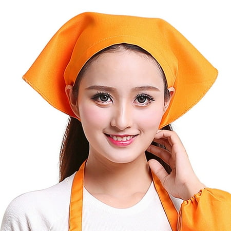 

TKing Fashion Japanese Style Womens Mens Triangle Headscarf Towel Chef Hat Kitchen Restaurant Work Bakery Cafe Shop Solid Turban Cap