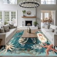 thumbnail image 3 of 5'x8' Area Rugs, Teal Turtle Coastal Indoor Outdoor Area Rug for Living Room Bedroom, Summer Beach Nautical Starfish Washable Bathroom Rugs Kitchen Floor Carpet Mats Home Decor Aesthetic, 3 of 8