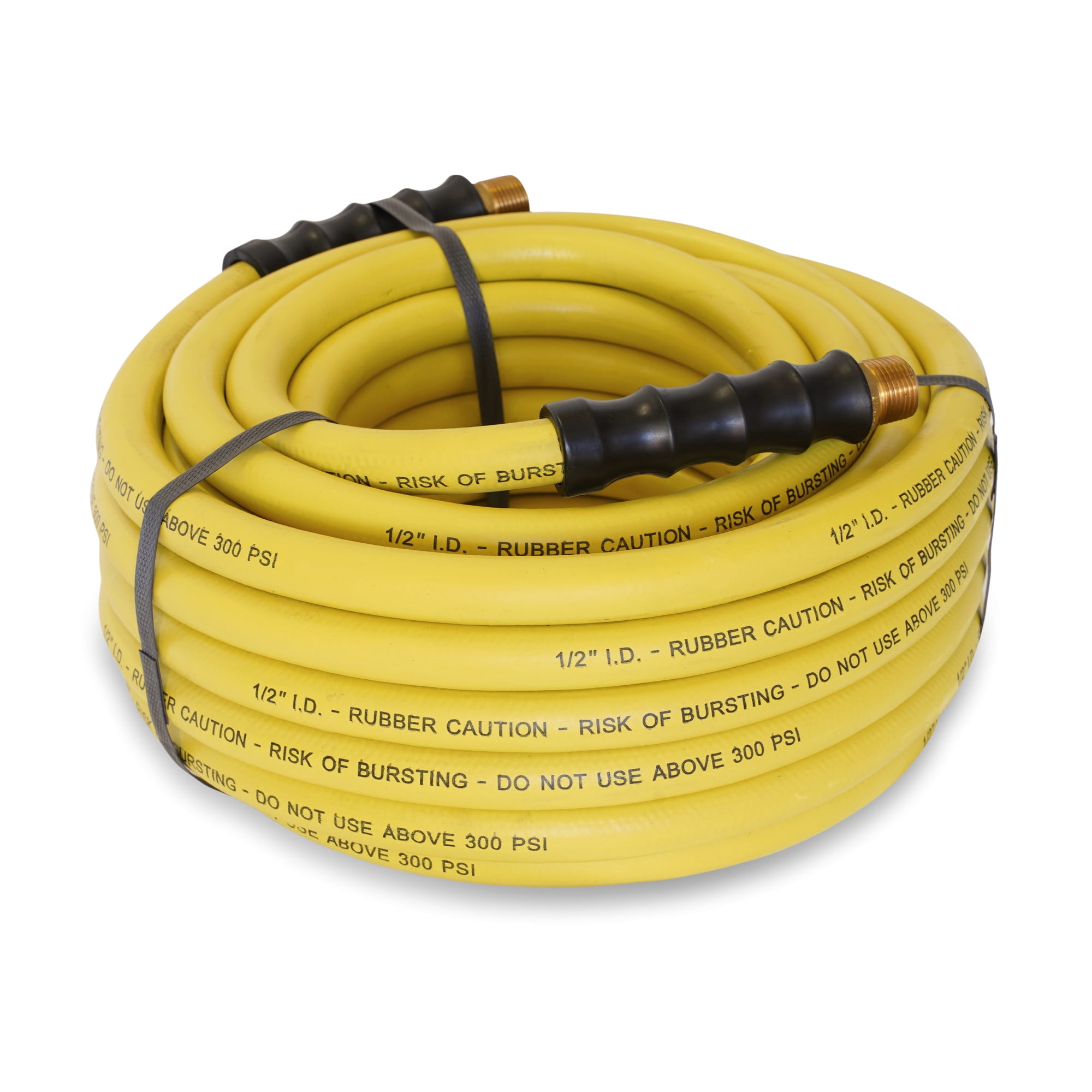 STEELMAN 96846-IND 50-Foot Long Air Rubber Brass 1/2-Inch NPT Hose ID / Reel Water Hose with Fittings 1/2-Inch Replacement Yellow