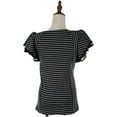 thumbnail image 3 of S/M Fit Black All Over Stripped Layered Bell Sleeve Short Dress, 3 of 5