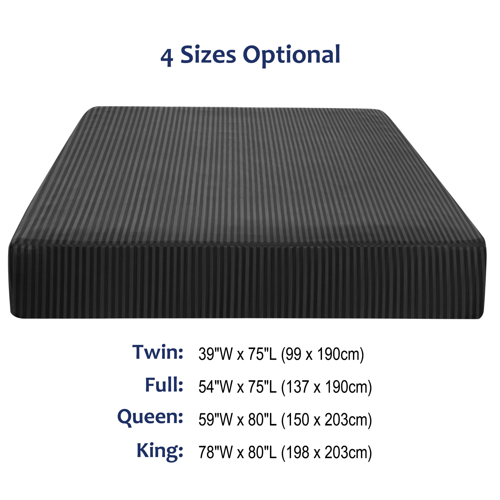 Unique Bargains Soft 100GSM Striped 16 Inch Deep Pocket Fitted Sheets Queen Black