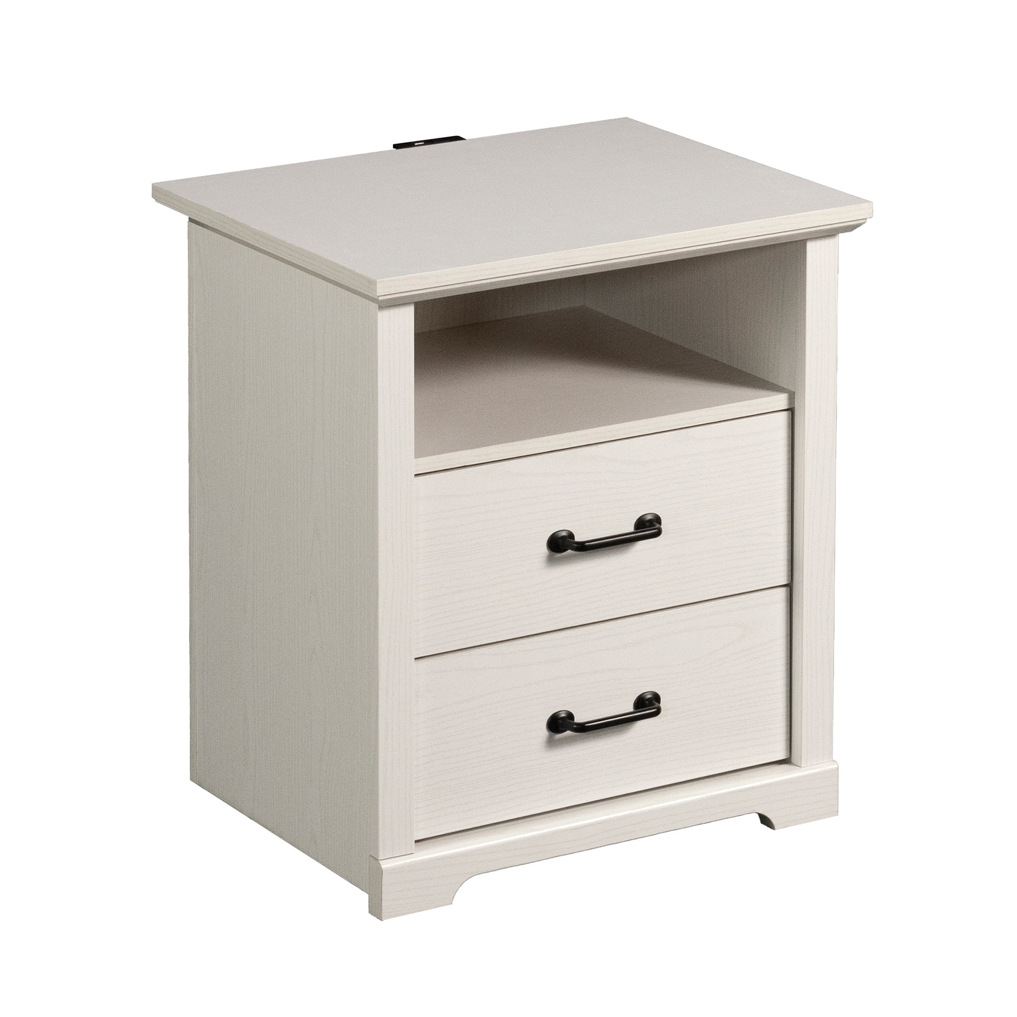 Mainstays Harrington 2 Drawer Nightstand, White Wood Finish